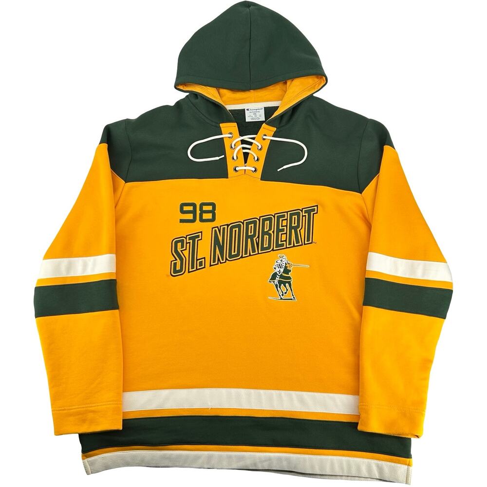 Men's Champion St. Norbert Green Knights 98 Hockey Jersey Hoodie Sweatshirt 2XL